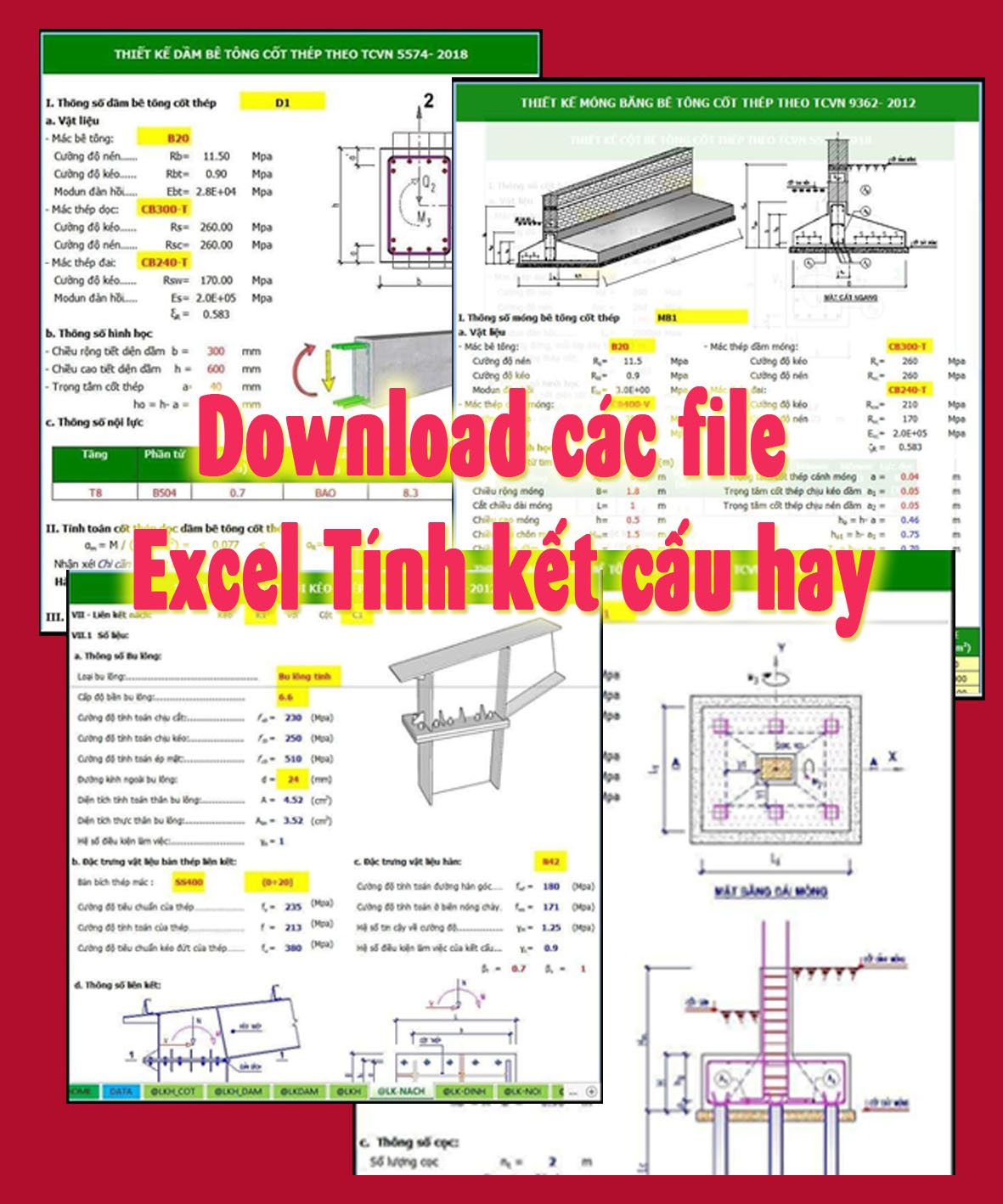 Download các file Excel tính kết cấu